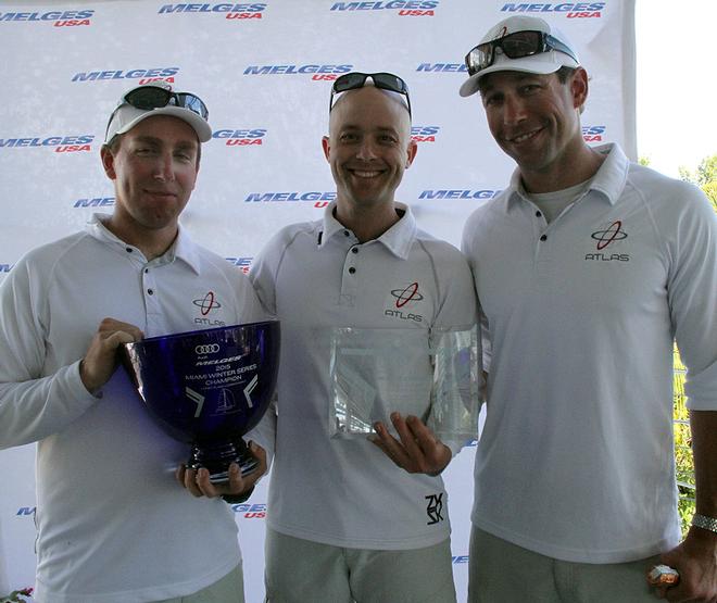 2015 Audi Melges 20 Miami Winter Series Corinthian Champions, Atlas — (From left to right: tactician Adam Burns, helm Brian Hill and John Goller) - Audi Melges 20 2015 Melges Rocks Regatta © 2015 JOY | IM20CA